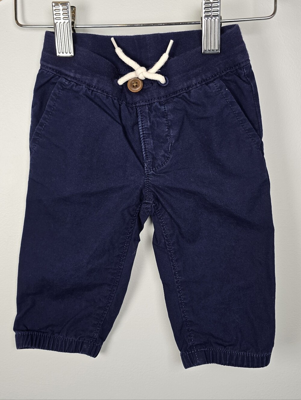 GAP Navy Chino Jogger Pants with Cream Drawstring